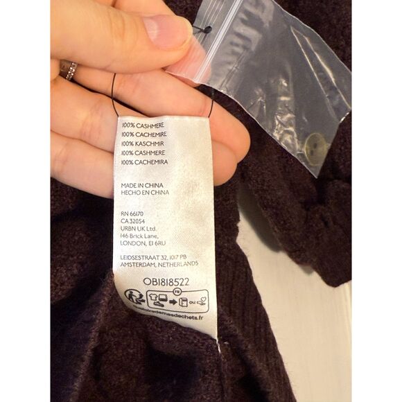 Free People Edie 100% Cashmere Cardigan Size S NWOT Fudge Brown - Picture 8 of 9